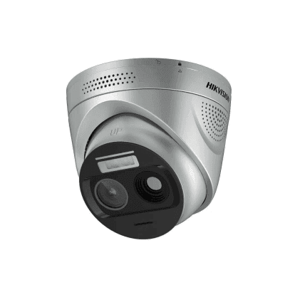 (HikFire) Cámara IP Turret de Detección Térmica de Incendios / Detección de Llamas y Temperaturas Anormales / 4 Megapíxel (Lente Óptico) + 1 Megapíxel (Lente Térmico) / Compatible con Hik-Con