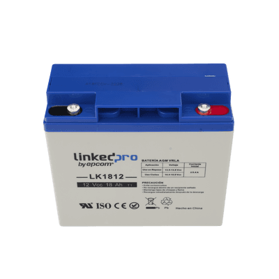 Batería 12 V / 18 Ah / UL / Tecnología AGM / Vida útil promedio de 5 años / Para uso en equipo electrónico, Alarmas de Intrusión / Incendio/ Control de acceso / Video Vigilancia / Terminales 