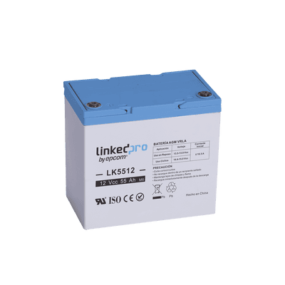 Batería 12 V / 55 Ah / UL / Tecnología AGM / Vida útil promedio de 5 años / Para uso en equipo electrónico, Alarmas de Intrusión / Incendio/ Control de acceso / Video Vigilancia / T2