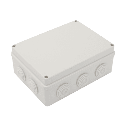 Caja Derivación-Conexión de Plástico (140 X 190 X 76 mm) con 10 Glándulas de Goma. Para Instalaciones Comerciales, Residenciales e Industriales. Incluye Tornillería para su Tapa. Funciona Tam