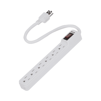 Multicontacto con cable 30 cm. 6 tomas 127 Vca línea, tierra, neutro 15 A max.